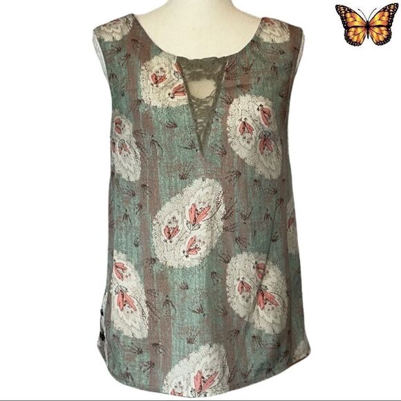 Peppermint Sleeveless Blouse with Lace Inserts Size Small - Picture 1 of 8